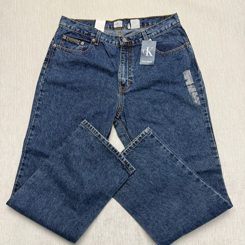 Calvin Klein Bootcut Leg Jeans Womens 14 Blue Denim Cotton High Rise Stonewash
